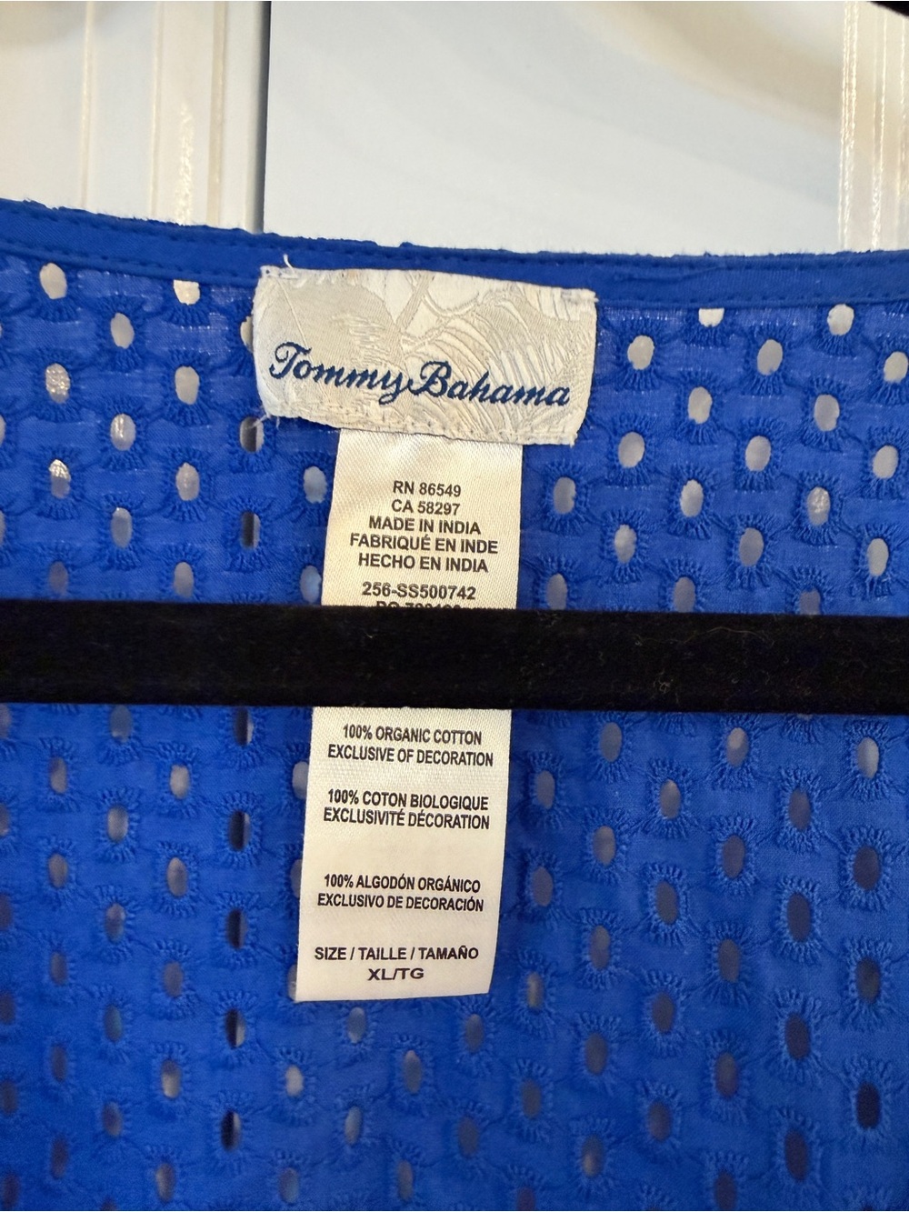 Tommy Bahama Eyelet Cove V-Neck Swim Cover-Up Dress in blue - Picture 3 of 3